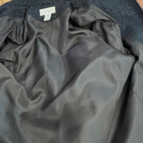 David Benjamin Pure Wool Vintage Leather Trim Long Button Up Coat - Picture 13 of 13